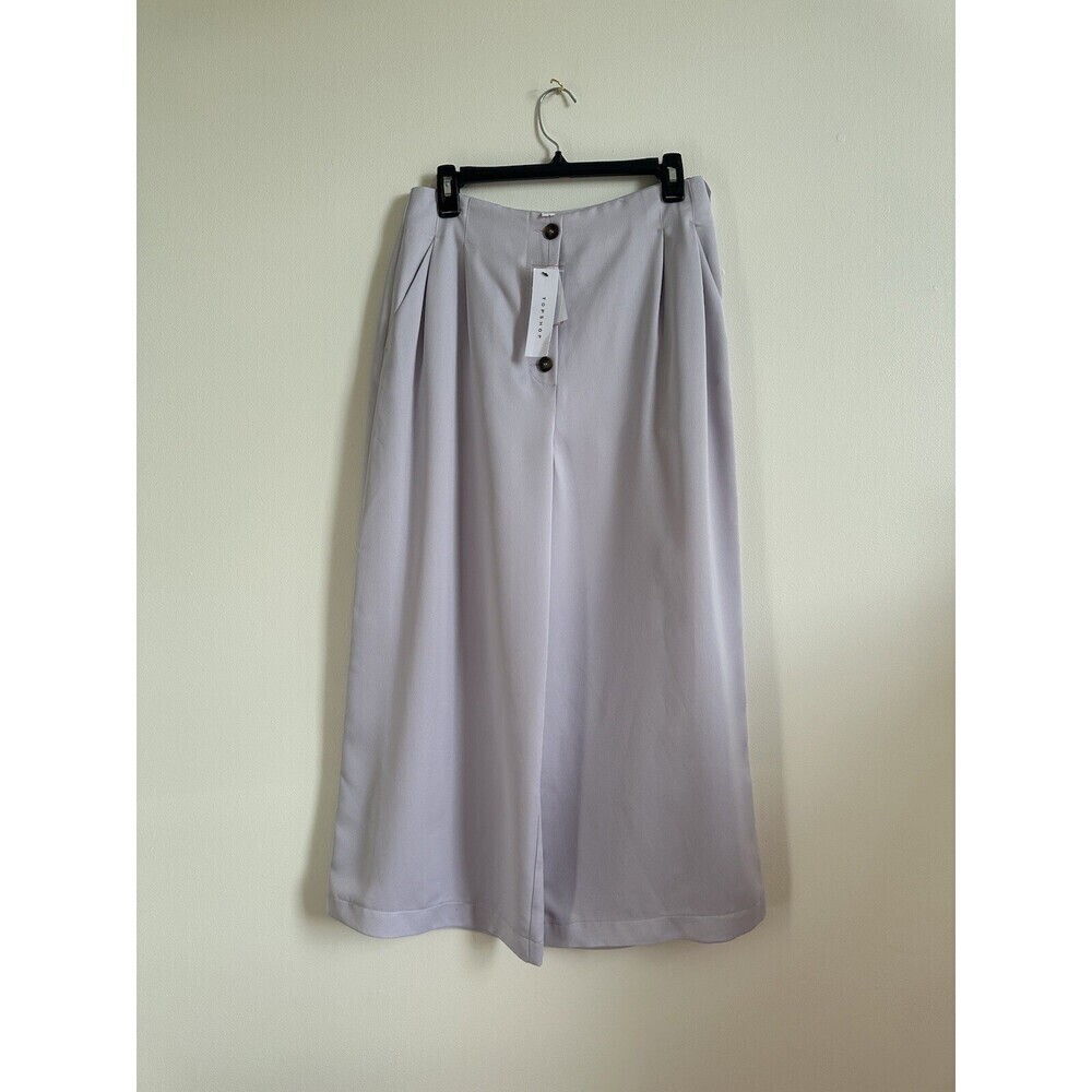 Topshop Women's Coco Satin Wide Leg Crop Trouser Business Pants Purple Size 8